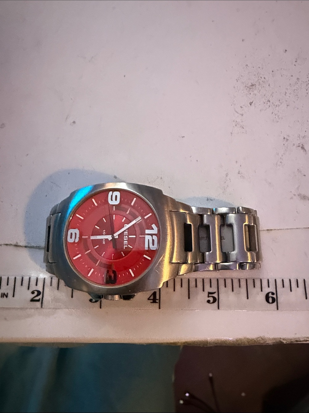 Diesel Men's Red Dial Stainless Steel Bracelet Watch - Picture 3 of 3